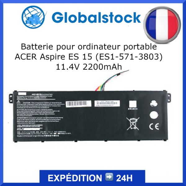 Batterie ordinateur portable ACER Aspire ES 15 (ES1-571-3803) 11.4V 2200mAh pour ordinateur portable - Qualité premium