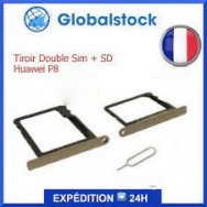 Tiroir Double Sim + SD Carte Mémoire Card Tray Slot pour HUAWEI P8 Or