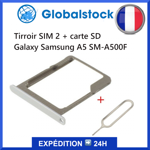 Tiroir Sim 2 + Carte Micro SD Mémoire pour Samsung Galaxy A5 SM-A500F - Blanc